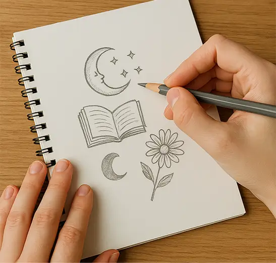 Boceto a mano para crear un tatuaje temporal personalizado