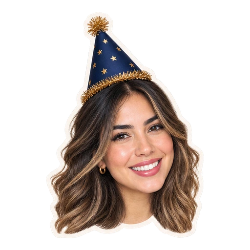 Tatuaje temporal personalizado con retrato y gorro de cumpleaños