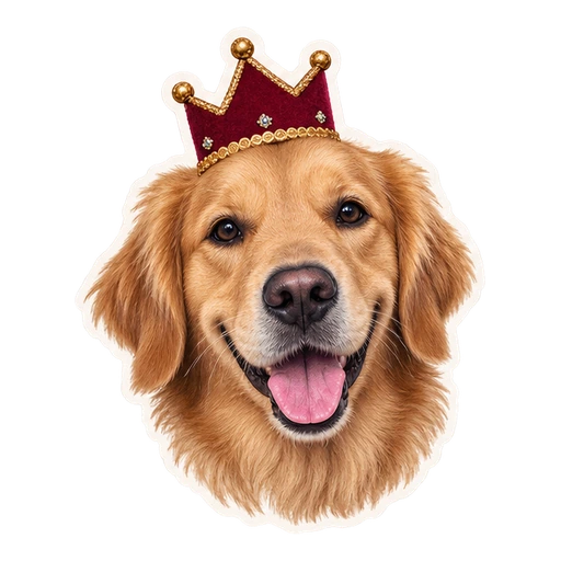 Tatuaje temporal personalizado con retrato de un perro y una corona